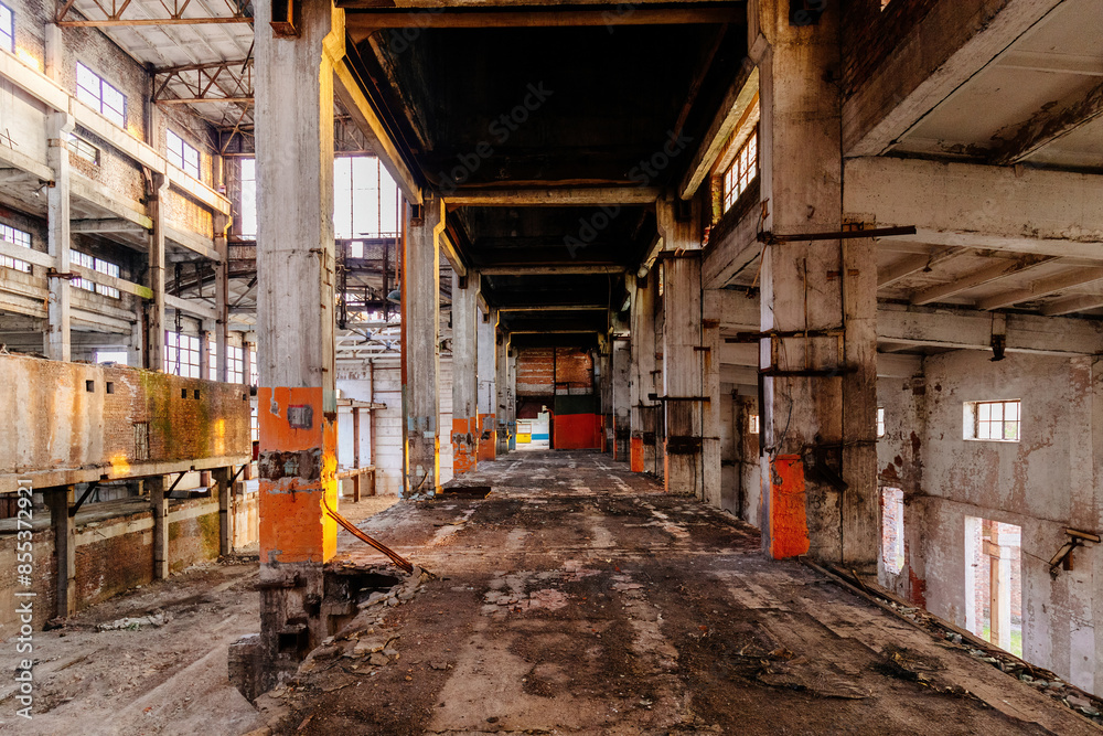 Large abandoned industrial hall interior Large abandoned industrial hall interior