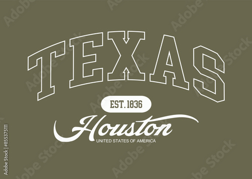 Texas, houston College Academy printing,Vintage typography college varsity Texas state slogan print for tee t shirt or sweatshirt, eps8