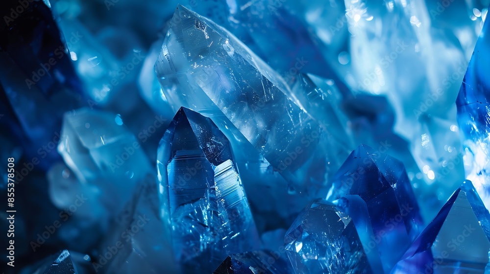 Macro close up quartz crystal blue : Generative AI Macro close up quartz crystal blue : Generative AI