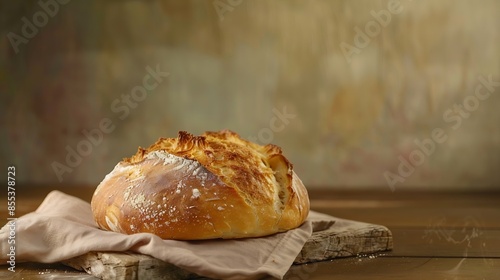 Fresh homemade bread with a crispy crust : Generative AI photo