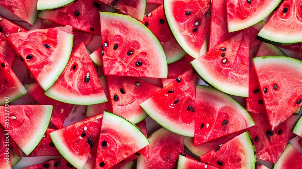 heap of watermelon slices as background. heap of watermelon slices as background.