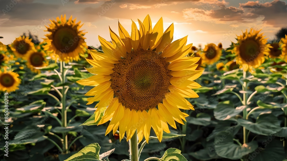 Obraz premium sunflowers field in a sunny day background