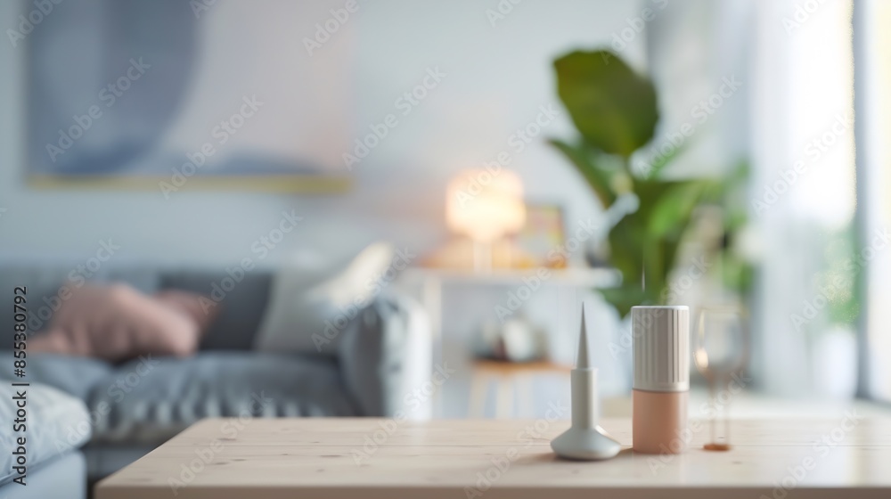 Defocus blurred abstract background of scandinavian interior : Generative AI Defocus blurred abstract background of scandinavian interior : Generative AI