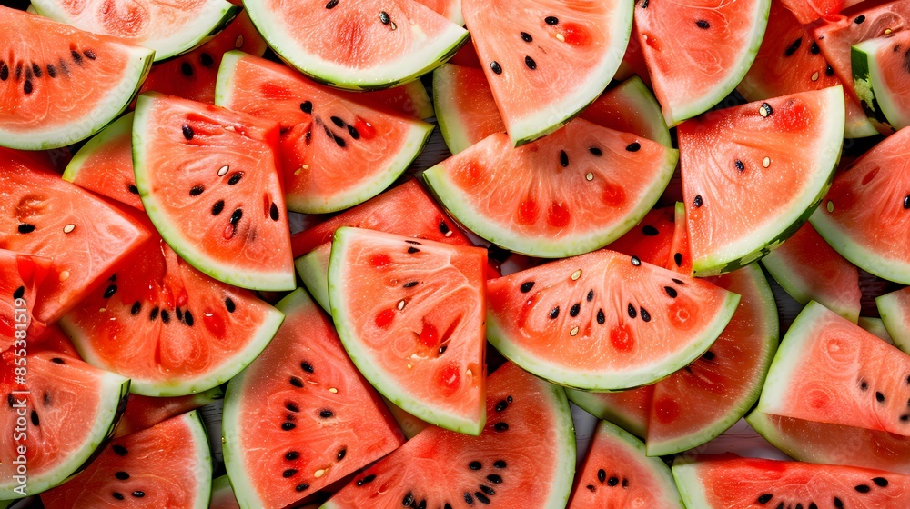 heap of watermelon slices as background. heap of watermelon slices as background.