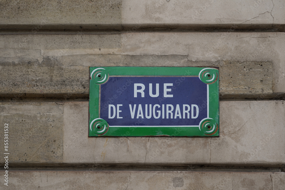 Obraz premium typical vintage parisian street name sign , rue de Vaugirard