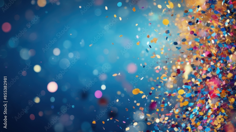 A burst of colorful confetti against a blue background, creating a festive and celebratory scene with vibrant hues and playful motion. A burst of colorful confetti against a blue background, creating a festive and celebratory scene with vibrant hues and playful motion.