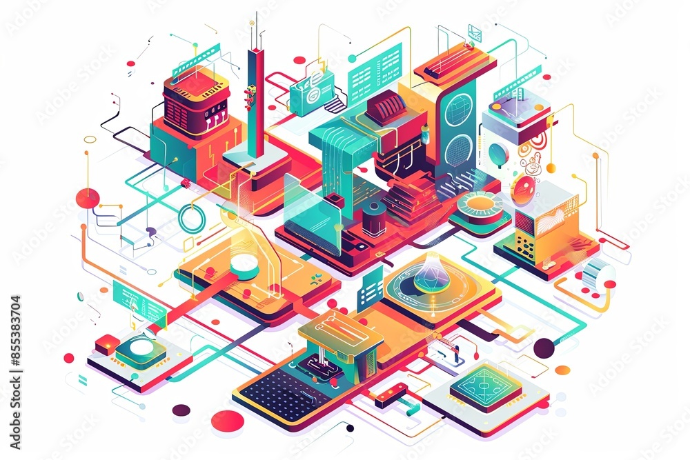 Conceptual Technology Flat Illustration created with Generative AI Conceptual Technology Flat Illustration created with Generative AI
