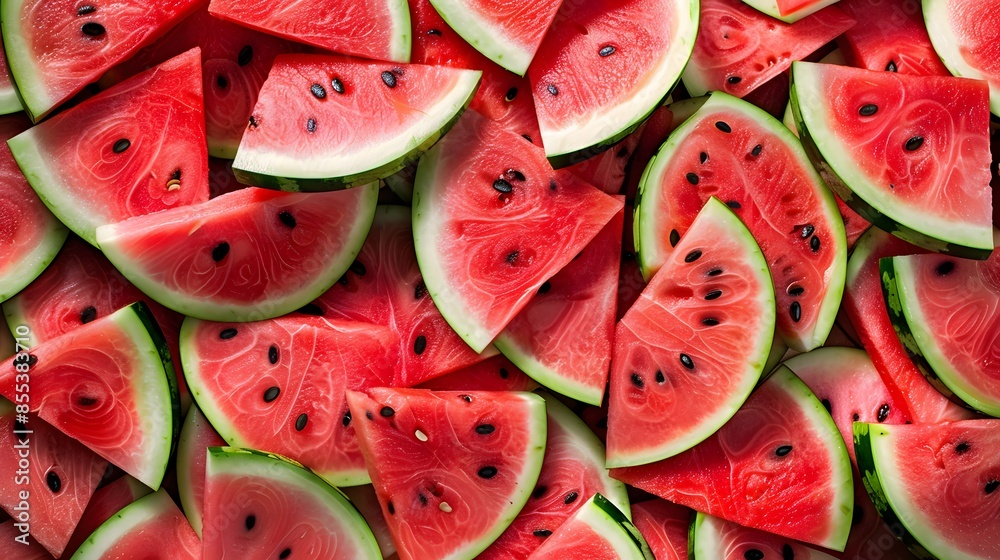 heap of watermelon slices as background. heap of watermelon slices as background.