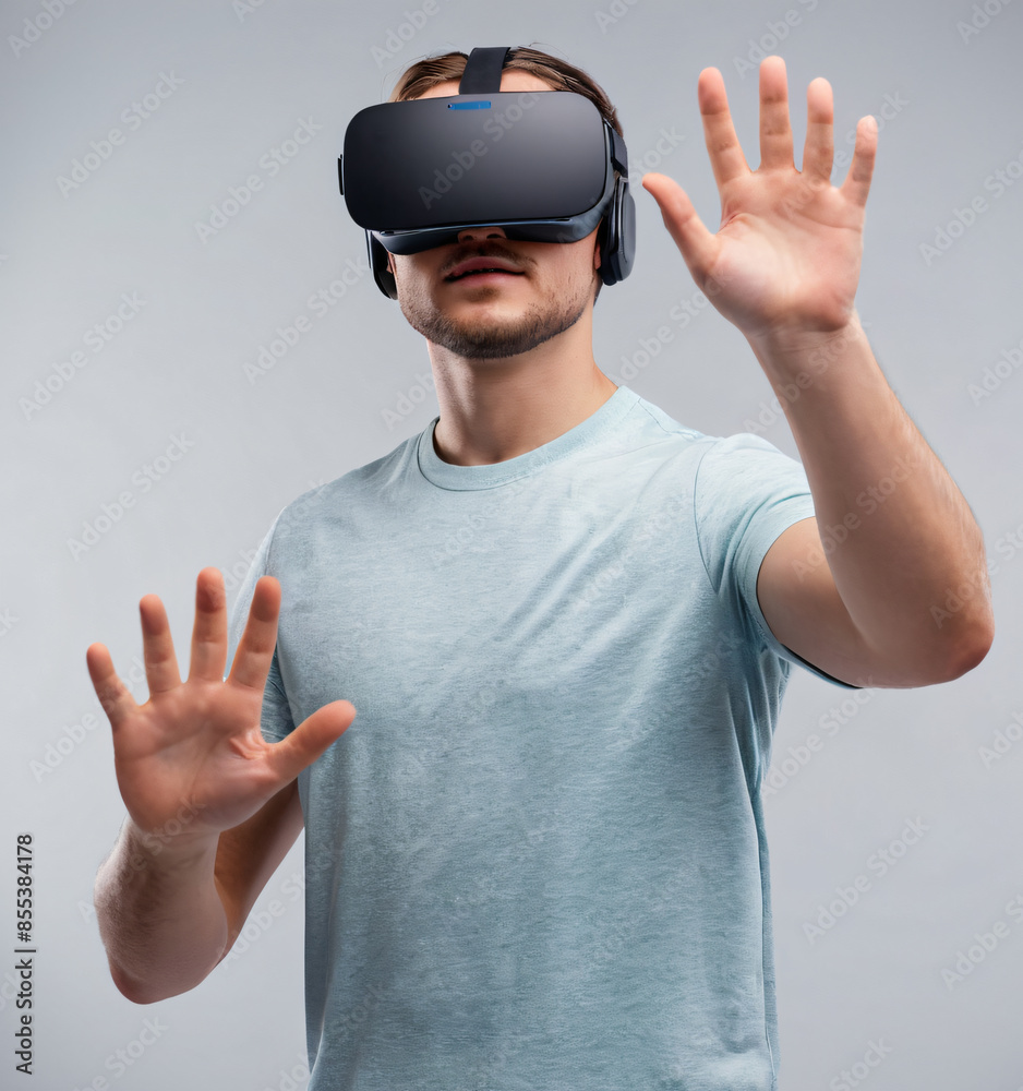 Naklejka premium professional using virtual reality glasses