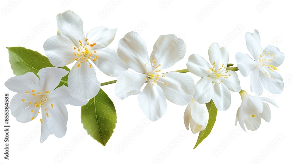 Fototapeta premium PNG White jasmine flowers isolated on white background : Generative AI