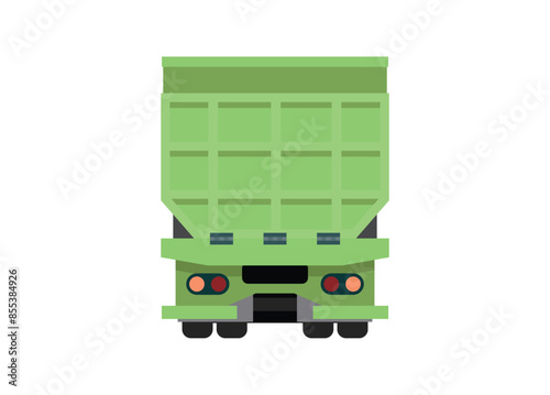 Dump truck. Simple flat illustration. Rear view.
