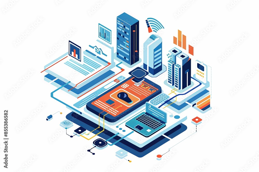 Conceptual Technology Flat Illustration created with Generative AI Conceptual Technology Flat Illustration created with Generative AI