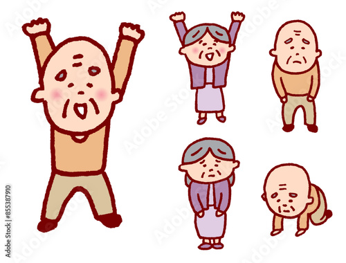 線画タッチのかわいい家族