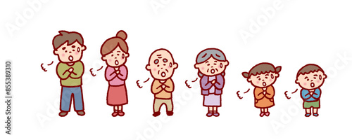 線画タッチのかわいい家族