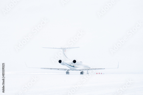 Private jet landing in Antarctica