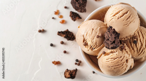 Luxurious truffle and honey gelato, an image of luxurious truffle and honey gelato, its rich texture and unique flavor profile highlighted against a white backdrop, perfect for showcasing high-end