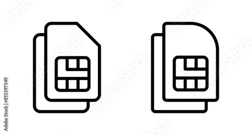 Sim card icon vector isolated on white background. Mobile slot icon. Mobile cellular phone sim card chip.