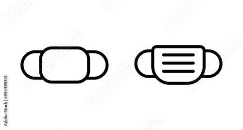 Mask icon vector isolated on white background. Man face with mask icon. Safety breathing masks. Industrial safety N95 mask. Medical mask vector icon.
