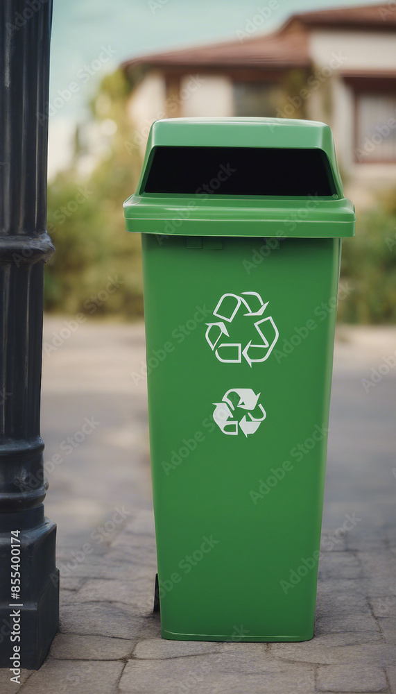 Green trash bin symbol recycling symbol letterbox Green trash bin symbol recycling symbol letterbox