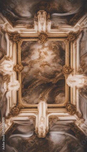 Lavish antique baroque barocco ornate marble ceiling frame non linear reformation design elaborate c photo