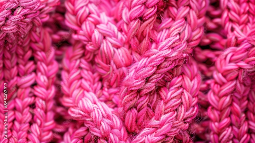 Close Up High Angle Shot of Vibrant Pink Knitted Texture Close Up High Angle Shot of Vibrant Pink Knitted Texture
