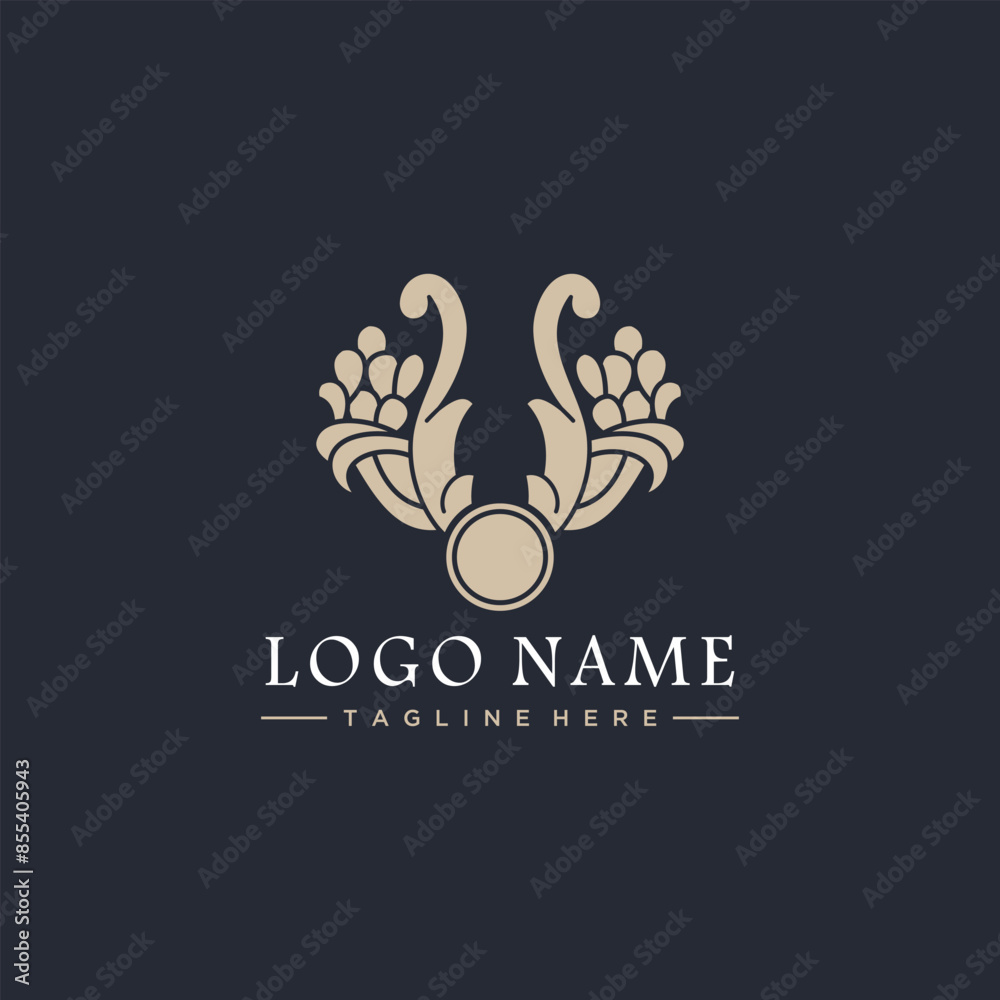 Ornament logo design concept luxury and elegant style premium vector