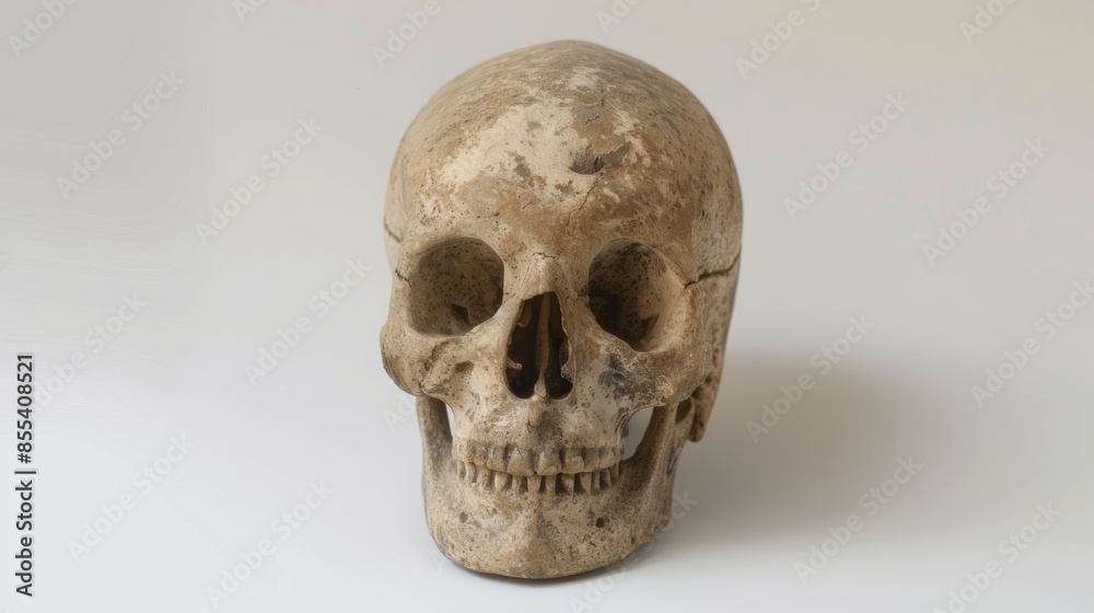 A skull is sitting on a white background A skull is sitting on a white background