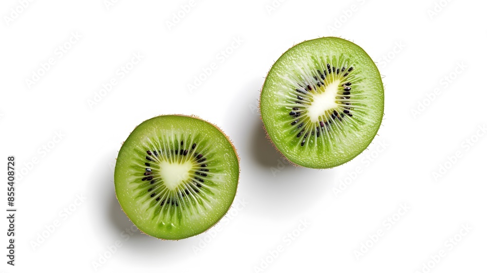 Isolated kiwi. One kiwi fruit cut in halves isolated on white background with clipping path. Isolated kiwi. One kiwi fruit cut in halves isolated on white background with clipping path.