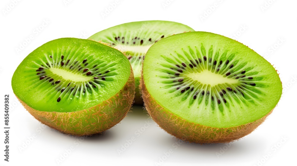 Isolated kiwi. One kiwi fruit cut in halves isolated on white background with clipping path. Isolated kiwi. One kiwi fruit cut in halves isolated on white background with clipping path.
