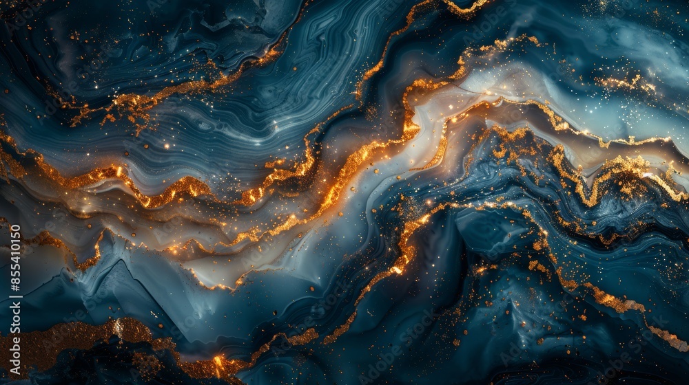 Abstract dark blue and gold fluid art painting, marble texture. Luxury and elegance concept Abstract dark blue and gold fluid art painting, marble texture. Luxury and elegance concept