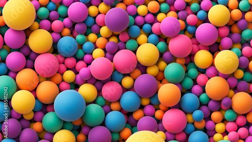 Many colorful random bright soft balls background. Huge pile of colorful balls in different sizes. Colorful balls background for kids zone or children's playroom. Vector background
