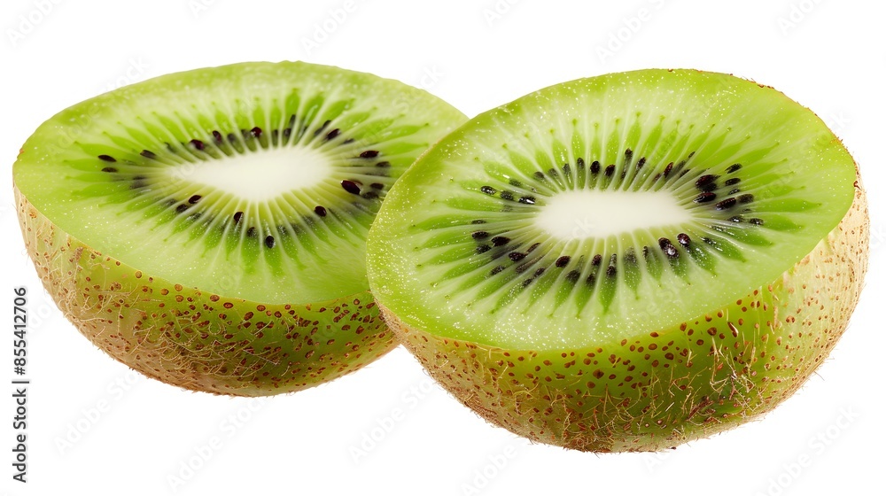 Isolated kiwi. One kiwi fruit cut in halves isolated on white background with clipping path. Isolated kiwi. One kiwi fruit cut in halves isolated on white background with clipping path.