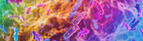 A colorful abstract representation of the microscopic structure of Lactobacillus bacteria