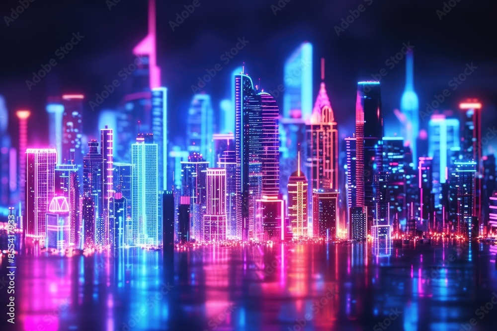 a city with a lot of lights on it, Craft a futuristic city skyline with neon lights a city with a lot of lights on it, Craft a futuristic city skyline with neon lights