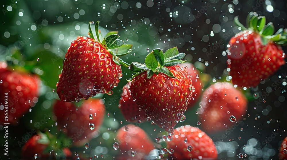 Fresh Strawberries in Water Splash Fresh Strawberries in Water Splash