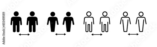 Social distance icon set. social distancing icon. self quarantine sign
