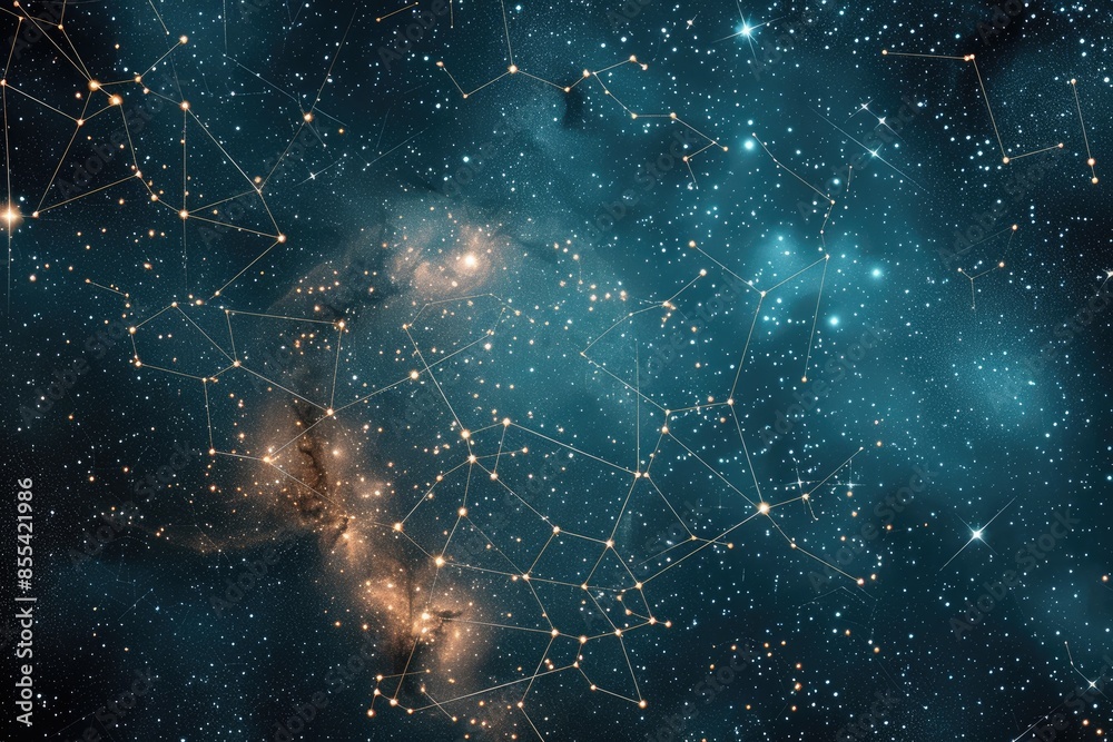 Develop Stars a blue star filled sky with a circle of stars, Develop a celestial ...