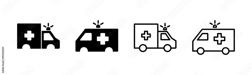 Ambulance icon set. ambulance truck icon vector. ambulance car Ambulance icon set. ambulance truck icon vector. ambulance car