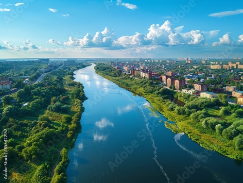 Aerial view of the Ussuriysk with its scenic landscapes and Amur River in Russia   photo