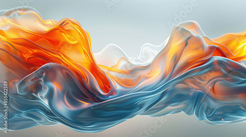 a blue and orange color abstract painting of a number surrounded by water, Generate AI.