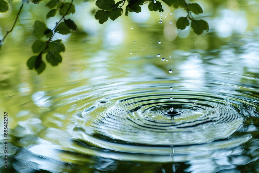 a pond with water ripples, Develop an invitation card with a dreamy water reflection a pond with water ripples, Develop an invitation card with a dreamy water reflection
