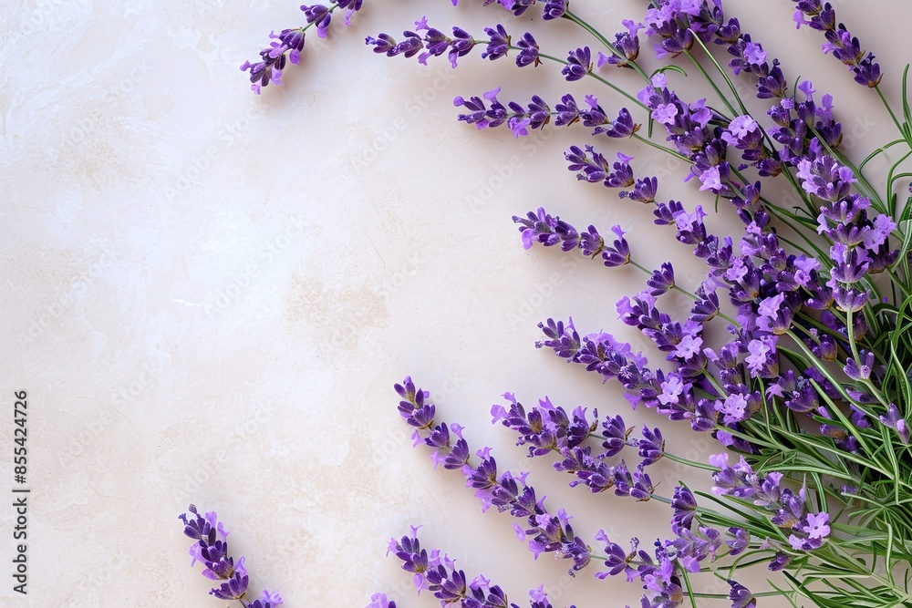 a bunch of lavender flowers on a table, Illustrate a wreath of lavender flowers in soft pastels