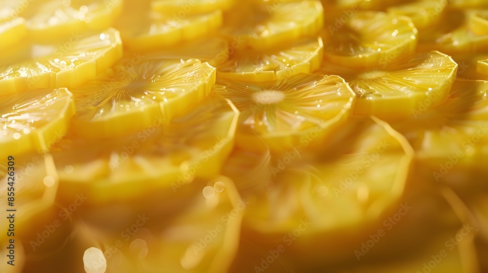 Close up slice pineapple background texture. 
