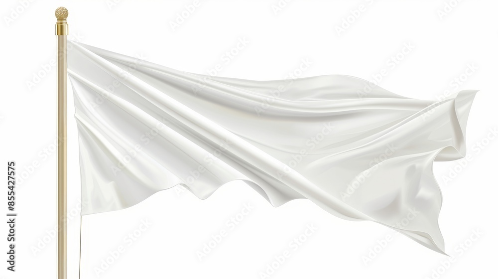 White Flag Waving on Pole - Generative AI White Flag Waving on Pole - Generative AI