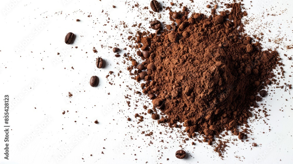 Coffee powder displayed alone on a white background Coffee powder displayed alone on a white background