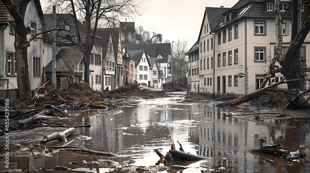 Fototapeta premium Flooding and inundation in Germany