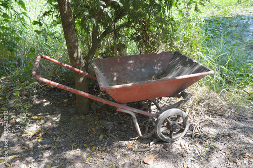 old barrow cart in the garden