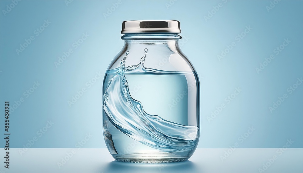 Glass Jar with Splashing Water Artwork Glass Jar with Splashing Water Artwork