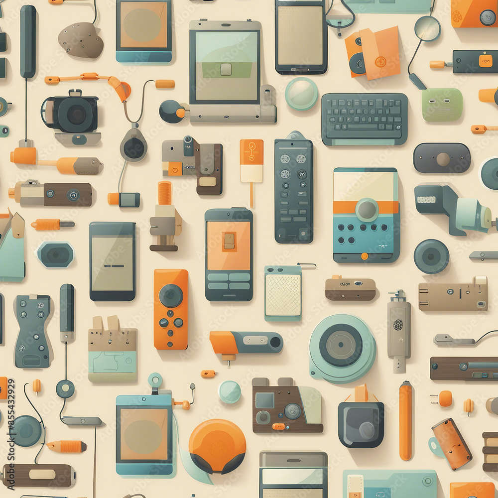gadget illustration pattern background