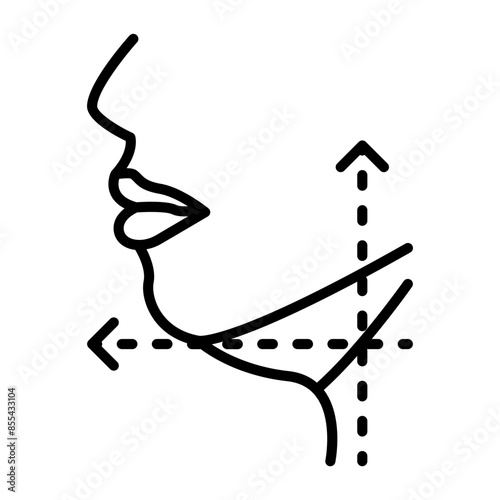 double chin removal concept, get rid of unwanted fat under the chin vector icon design, Cosmetology or Cosmetologist Symbol,esthetic beauty outline Sign, Beauty treatment stock illustration